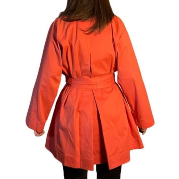 Natori NWT Cotton Twill Wrap Open Coatigan in Chili Orange Women's Size S - Picture 2 of 9